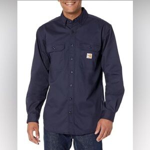 Carhartt FR Fire Resistant Shirt Mens 3XLT Blue Twill Cat 2 Long Sleeve FRS003